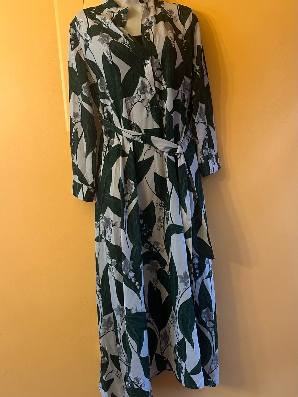 Pietro Brunelli Maternity Botanical Maxi Shirt Dress with Waist Tie